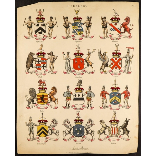 127 - HERALDRY Full plates/pages (about 30), part pages and cut-outs from 1808-10 Wilkes, 1812 Adlard & Jo... 