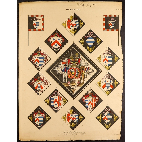 127 - HERALDRY Full plates/pages (about 30), part pages and cut-outs from 1808-10 Wilkes, 1812 Adlard & Jo... 