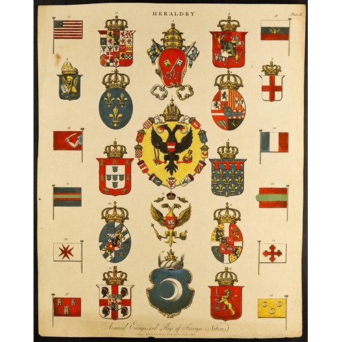 127 - HERALDRY Full plates/pages (about 30), part pages and cut-outs from 1808-10 Wilkes, 1812 Adlard & Jo... 