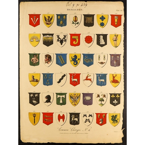 127 - HERALDRY Full plates/pages (about 30), part pages and cut-outs from 1808-10 Wilkes, 1812 Adlard & Jo... 