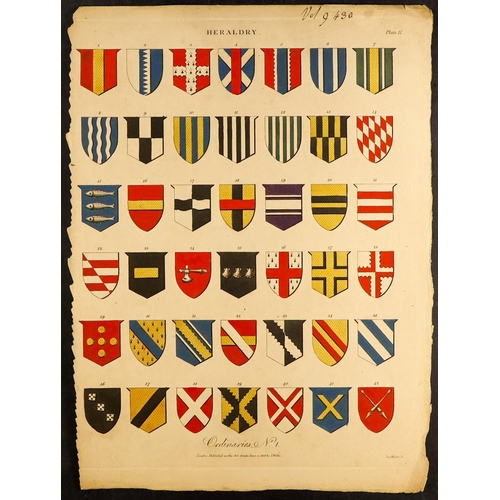 127 - HERALDRY Full plates/pages (about 30), part pages and cut-outs from 1808-10 Wilkes, 1812 Adlard & Jo... 