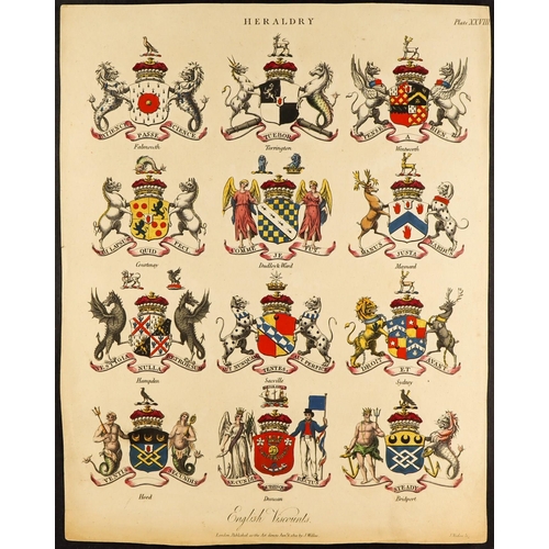 127 - HERALDRY Full plates/pages (about 30), part pages and cut-outs from 1808-10 Wilkes, 1812 Adlard & Jo... 