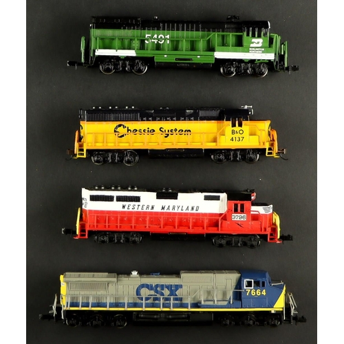 149 - N GAUGE BACHMANN LOCOMOTIVES. Western Maryland #3796, CSX #7664, Chessie System B & O #4137 and Burl... 