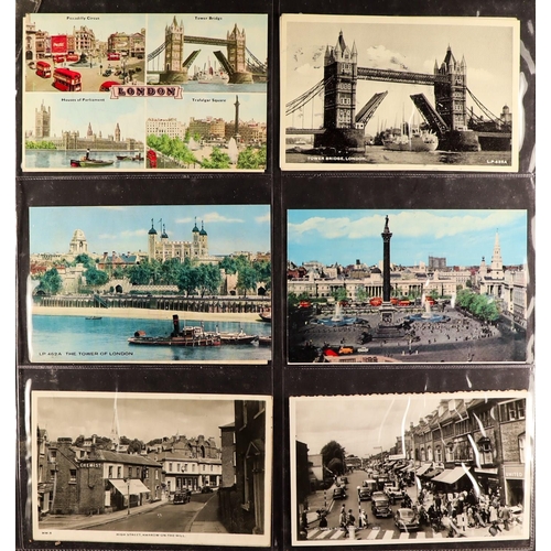 175 - POSTCARDS IN ALBUMS. A range of 26 albums conveying a variety of places and topics. Both UK and over... 