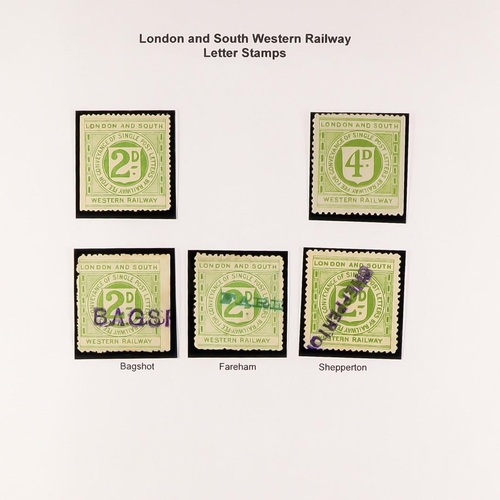 277 - RAILWAYS All periods collection of stamps, mini-sheets, labels, covers, postcards in two albums. Vol... 