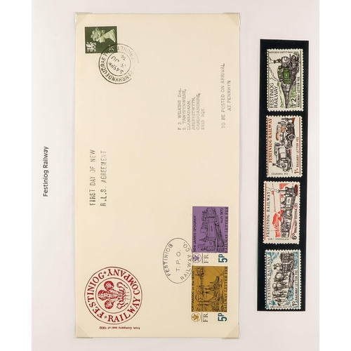 277 - RAILWAYS All periods collection of stamps, mini-sheets, labels, covers, postcards in two albums. Vol... 