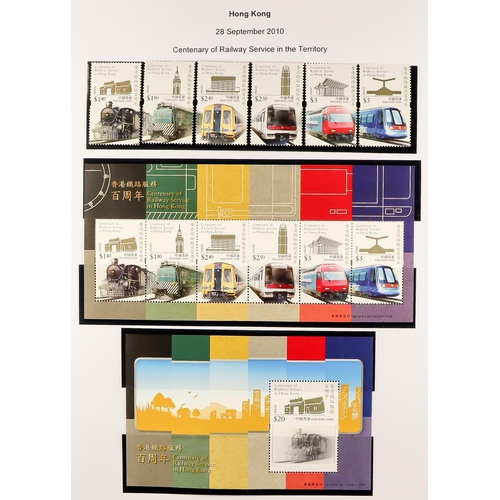 277 - RAILWAYS All periods collection of stamps, mini-sheets, labels, covers, postcards in two albums. Vol... 