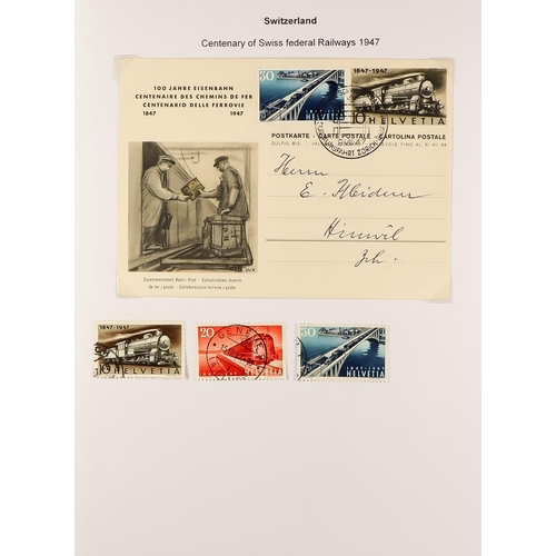 277 - RAILWAYS All periods collection of stamps, mini-sheets, labels, covers, postcards in two albums. Vol... 