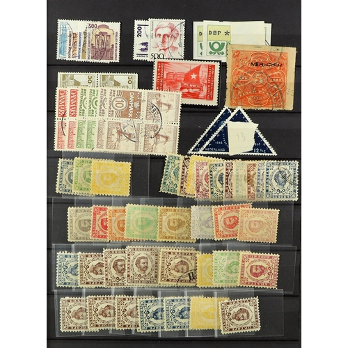 285 - SMALL CARTON of world wide mint & used stamps in a old auction lot box. Note European country ranges... 