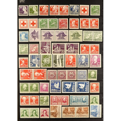 291 - SCANDINAVIA 1930's-2000's NEVER HINGED MINT RANGES on stock pages, includes Iceland 1939 