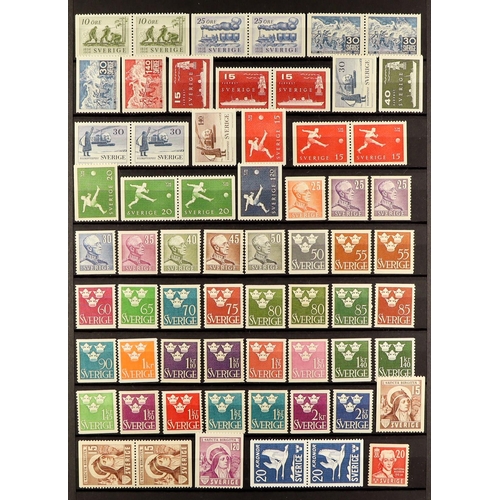 291 - SCANDINAVIA 1930's-2000's NEVER HINGED MINT RANGES on stock pages, includes Iceland 1939 