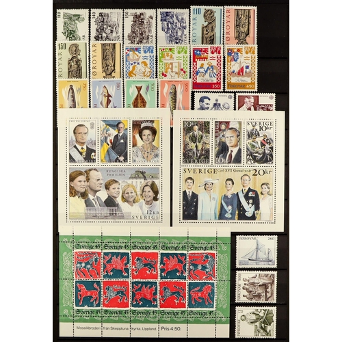 291 - SCANDINAVIA 1930's-2000's NEVER HINGED MINT RANGES on stock pages, includes Iceland 1939 