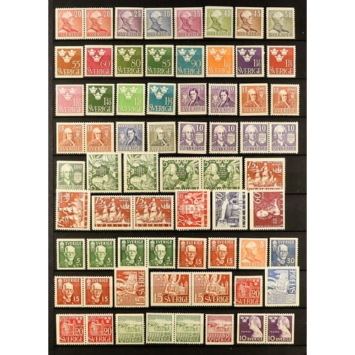 291 - SCANDINAVIA 1930's-2000's NEVER HINGED MINT RANGES on stock pages, includes Iceland 1939 