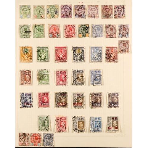 306 - OLD ALBUM PAGES with chiefly used stamps to the 1940's, note Germany, Iceland, Iran, Iraq, Thailand,... 