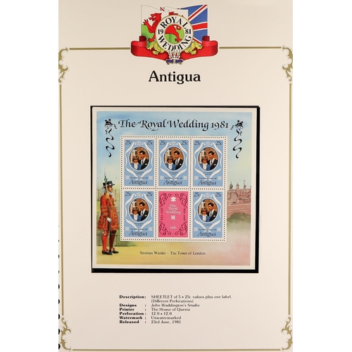 338 - BRITISH COMMONWEALTH 1981 ROYAL WEDDING omnibus issues never hinged mint collection in two special a... 