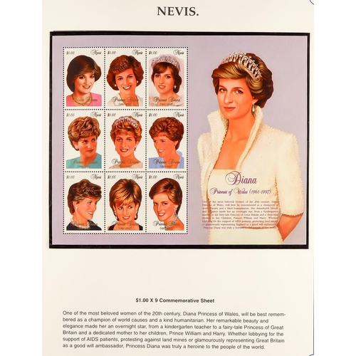 340 - PRINCESS DIANA 1998 Tribute Collection of British Commonwealth countries mini-sheets & sheetlets in ... 