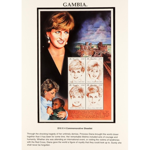 340 - PRINCESS DIANA 1998 Tribute Collection of British Commonwealth countries mini-sheets & sheetlets in ... 