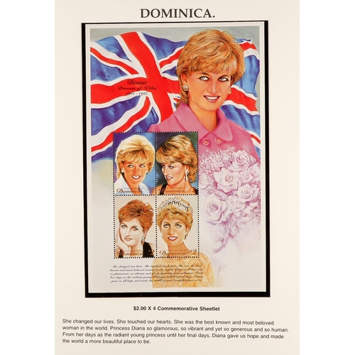 340 - PRINCESS DIANA 1998 Tribute Collection of British Commonwealth countries mini-sheets & sheetlets in ... 