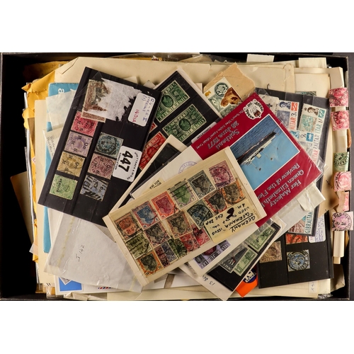 342 - WORLD AUCTION REMAINDERS IN TINS AND SHOEBOXES. Mint and used stamps on pages, in envelopes, small b... 