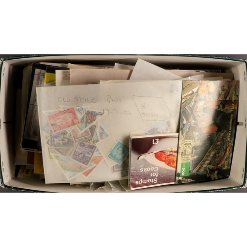 342 - WORLD AUCTION REMAINDERS IN TINS AND SHOEBOXES. Mint and used stamps on pages, in envelopes, small b... 