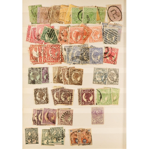 357 - OLD ASSORTMENT of used stamps from NSW, Queensland, Sth Australia, Tasmania, Victoria & Western Aust... 