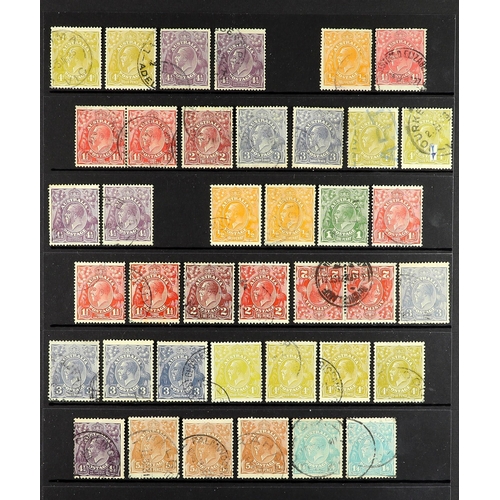 375 - 1914 - 1936 HEADS COLLECTION of used stamps on protective pages, includes extra shades, note 1914-20... 