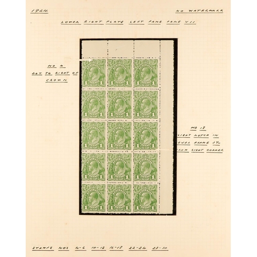 379 - 1924-25 1d sage-green Head no watermark (SG 83) MINT RECONSTRUCTION of the four corner blocks of 15 ... 