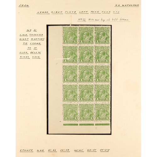 379 - 1924-25 1d sage-green Head no watermark (SG 83) MINT RECONSTRUCTION of the four corner blocks of 15 ... 