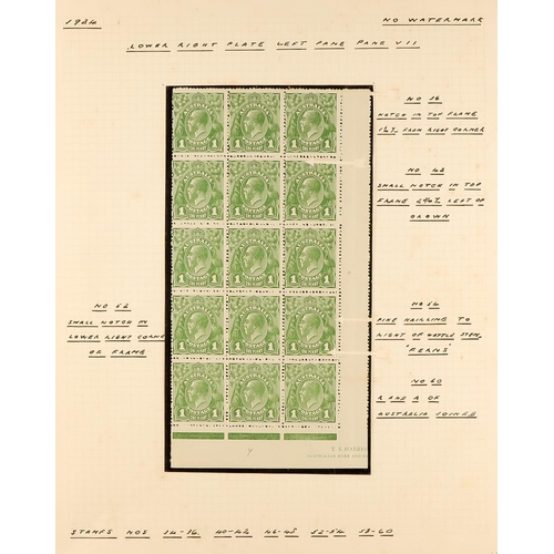 379 - 1924-25 1d sage-green Head no watermark (SG 83) MINT RECONSTRUCTION of the four corner blocks of 15 ... 