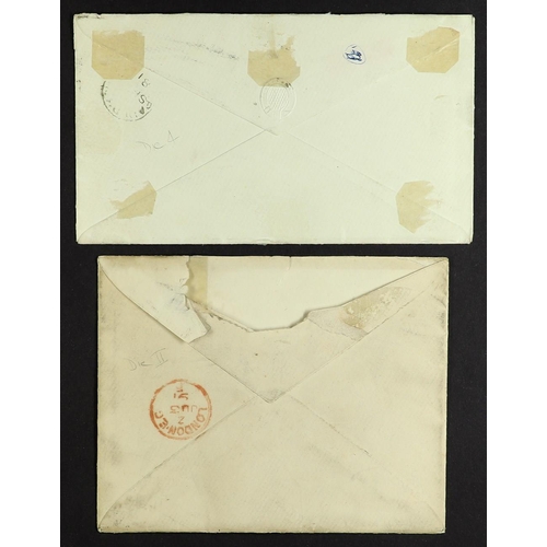 1456 - POSTAL FISCAL Inland Revenue 1d stamps on 1881 envelope from Biggar (die 4), and 1891 die 2 on envel... 