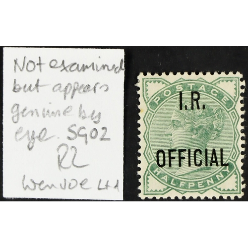 1460 - I.R. OFFICIAL ½d pale green, SG O2, mint large part OG. Wenvoe note 