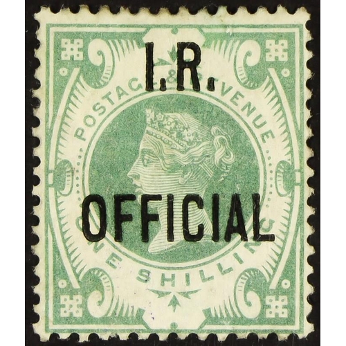 1466 - I.R. OFFICIAL 1889 1s dull green, SG O15, mint no gum / trace gum. Wenvoe certificate. Cat £1000.   ... 