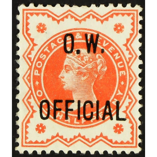 1471 - O.W. OFFICIAL 1896 ½d vermilion with variety ‘Large stop after ‘O’, SG O31, mint lightly hinged, par... 