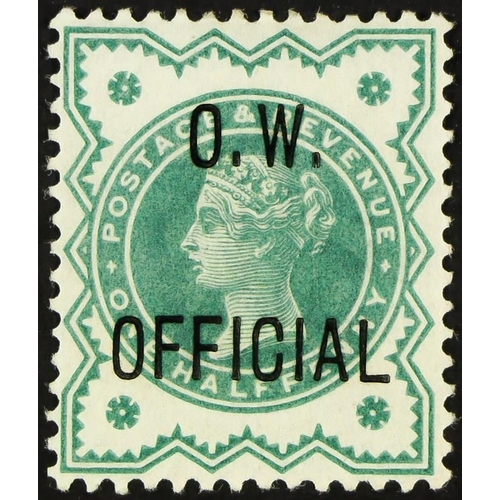 1472 - O.W. OFFICIAL 1902 ½d blue-green, SG O32, mint large part OG. Wenvoe certificate. Cat £475.   Lot 14... 