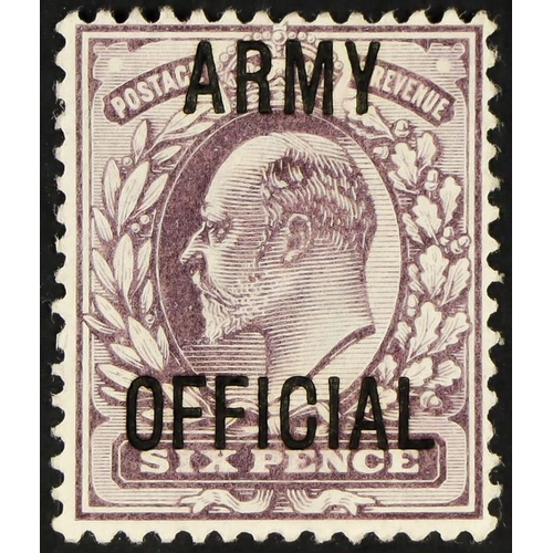 1475 - ARMY OFFICIAL 1902 6d pale dull purple, SG O50, mint lightly hinged, large part OG. Wenvoe certifica... 