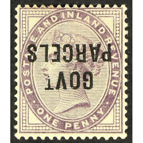 1486 - GOVT. PARCELS 1891-00 1d lilac with error OVERPRINT INVERTED, SG O69c, mint very lightly hinged, lar... 