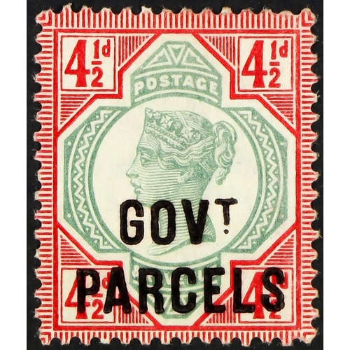 1488 - GOVT. PARCELS 1892 4½d green and carmine, SG O71, mint part OG. Wenvoe certificate. Cat £400.   Lot ... 