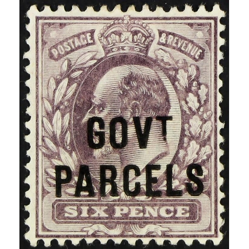 1490 - GOVT. PARCELS 1902 6d pale dull purple, SG O76, mint lightly hinged, large part OG. Wenvoe certifica... 