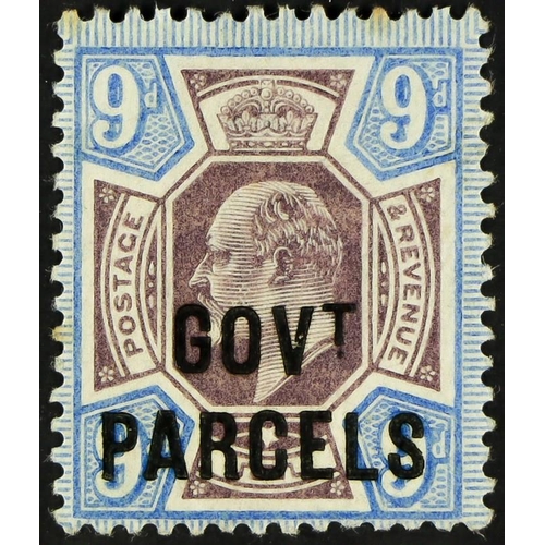 1491 - GOVT PARCELS 1902 9d dull purple and ultramarine, SG O77, mint part OG, light foxing on three perfor... 