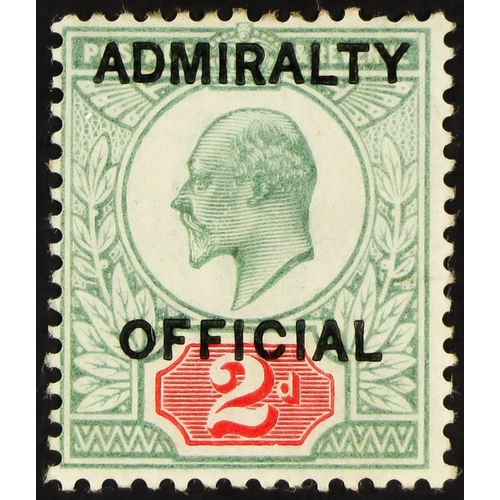 1500 - ADMIRALTY OFFICIAL 1903 2d yellowish green and carmine-red opt type O10, SG O104, mint lightly hinge... 