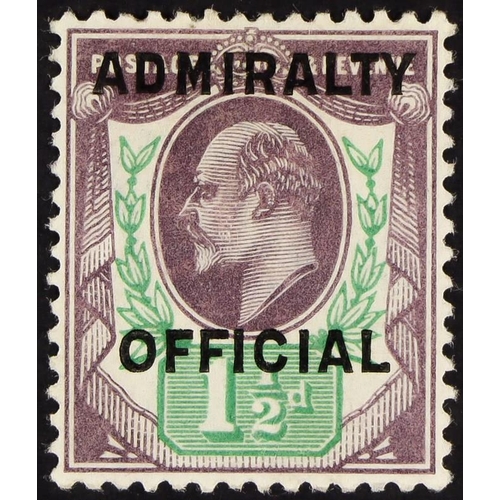 1503 - ADMIRALTY OFFICIAL 1904 1½d dull purple and green opt type O11, SG O109, mint lightly hinged, large ... 