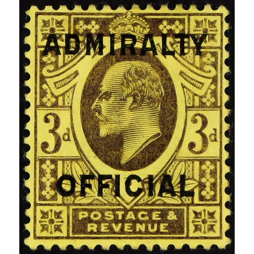 1504 - ADMIRALTY OFFICIAL 1903 3d dull purple / orange-yellow opt type O11, SG O112, mint lightly hinged, l... 