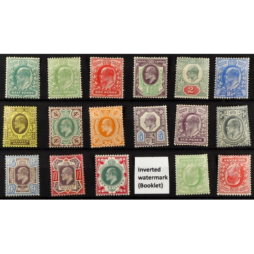 1513 - 1902-10 De La Rue ordinary paper set, plus ½d and 1d inverted watermarks, never hinged mint. (17 sta... 