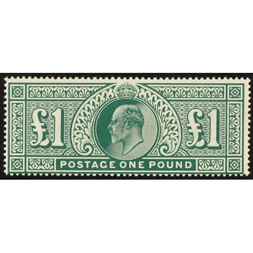 1517 - 1911-13 £1 deep green, SG 320, never hinged mint. Cat. £3000. Lot 1517 [a]