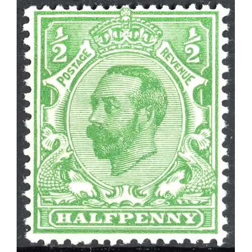 1523 - 1911 ½d yellow green, blob above 