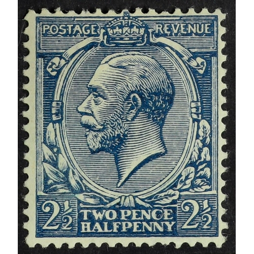 1536 - 1912-24 2½d Indigo-blue Wmk Cypher, Spec N21(14), mint lightly hinged, large part OG with Philatelic... 