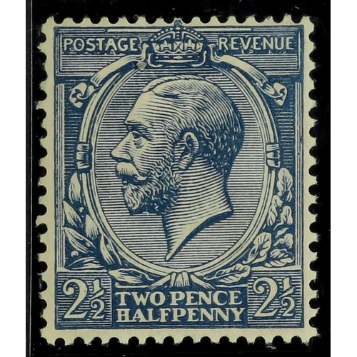 1537 - 1912-24 2½d Indigo-blue (the 1920 toned paper) Wmk Cypher, Spec N21(15), never hinged mint with two ... 