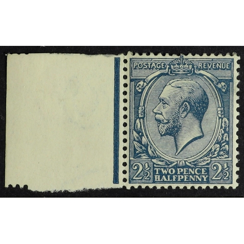 1539 - 1912-24 2½d dull Prussian blue Wmk Cypher, Spec N21(17), never hinged mint with sheet margin at left... 