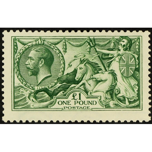 1544 - 1913 £1 dull blue-green Waterlow Seahorse, SG 404, mint large part OG. Fresh, cat £2800 Lot 1544 [a]