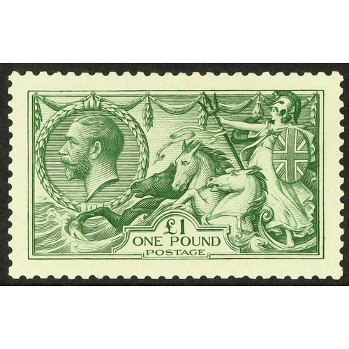 1545 - 1913 £1 green Seahorse, SG 403, never hinged mint, very well centered. Cat. £3750. Lot 1545 [a]